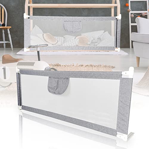 Jopassy Bettgitter, Bettschutzgitter für Kinder, 180cm Babybettgitter Kinderbettgitter, Bed Rail Sicherheitsgitter Baby Kleinkinder-Grau von Jopassy