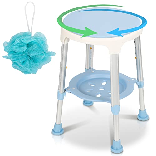 Jopassy Duschhocker,360°Drehbarer Duschstuhl mit Ablagefach und Badekugel,höhenverstellbar 42-54cm Rutschfester Badezimmerhocker,Duschhilfe Jopassy Duschhocker,360°Drehbarer Duschstuhl mit Ablagefach und Badekugel,höhenverstellbar 42-54cm Rutschfester Badezimmerhocker,Duschhilfe von Jopassy