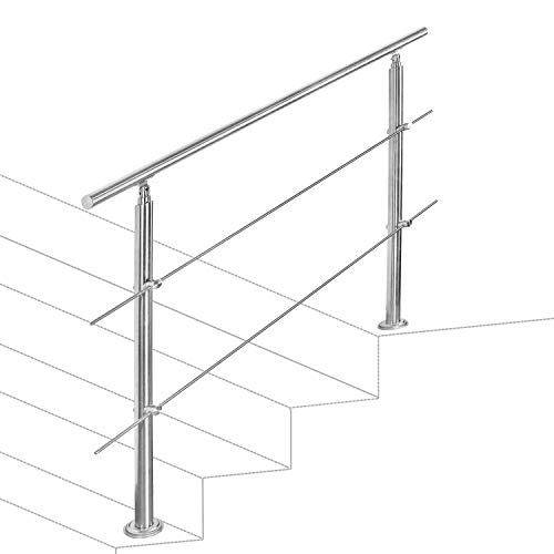 Jopassy Edelstahl Handlauf Geländer,Treppengeländer mit 2 Querstreben, Eingangsgeländer für Balkon Treppen Innen und Außen (160cm) von Jopassy