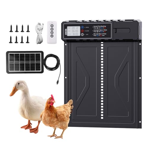 Jopassy Elektrische HüHnerklappe Solar Aluminum Hühnerklappe Automatisch Hühnertür mit LED Display, Timer, Anti-Klemm und Fernbedienung, für Hühnerstall Sichere Hühneraufzucht Jopassy Elektrische HüHnerklappe Solar Aluminum Hühnerklappe Automatisch Hühnertür mit LED Display, Timer, Anti-Klemm und Fernbedienung, für Hühnerstall Sichere Hühneraufzucht von Jopassy