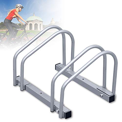 Jopassy Fahrradständer,Fahrradständer Bodenparker für 2 Fahrräder von 35-55 mm Stellplatz,Fahrrad Wandhalterung, Boden- oder Wandmontage,verzinktem Stahl -Silber von Jopassy