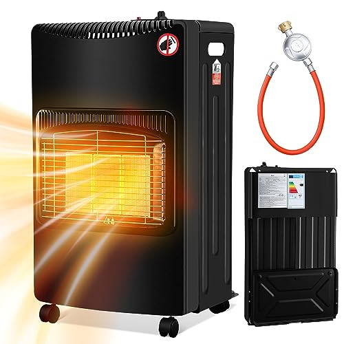 Jopassy Gasheizofen, Faltbar Gasheizer, Gasheizgerät 3 Stufen Regler 1400-4200 Watt Wärmeleistung, Heizfläche: 20-80 m³, Butan oder Propangasflaschen bis 10 kg verwendbar. von Jopassy