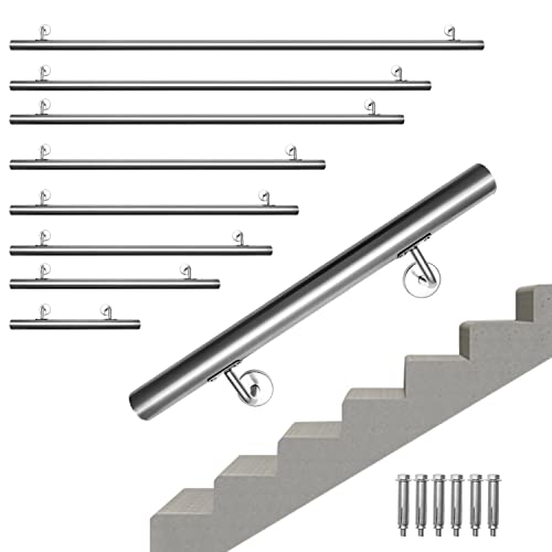 Jopassy Handlauf Edelstahl Geländer,Treppenhandel, 120cm langer Handlauf,42mm, verwendet für Innen- und Außentreppen,inkl Wandhalterung und Endkappen von Jopassy