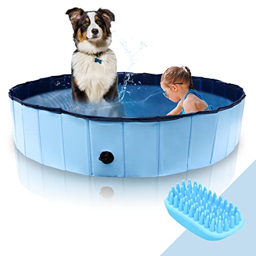 Jopassy Hundepool Planschbecken Swimmingpool, 160 x 30cm, Umweltfreundliche PVC, Verschleißfest und rutschfest, mit Haustier Badebürste, ideal für Große & Kleine Hunde von Jopassy