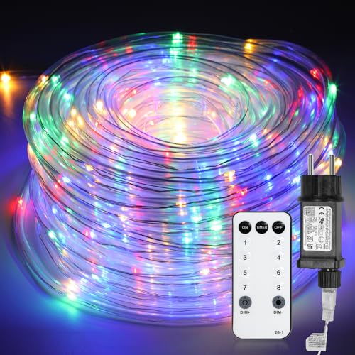 Jopassy LED Lichterschlauch Außen, 20m Lichtschlauch außen, IP44 Wasserfest LED Schlauch Lichterkette, mit Timer & 8 Modi Lichtschlauch,für Außen Innen Party Hochzeit Weihnachten Dekolicht, Bunt von Jopassy