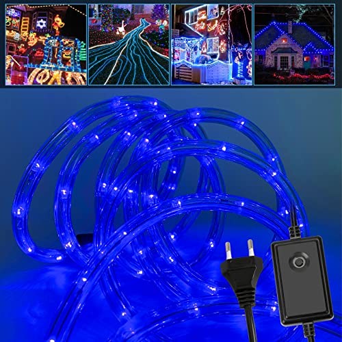 Jopassy LED Lichterschlauch für außen, 20m LED Lichtschlauch mit 8 Leuchtmodi, Lichtschläuche Wasserfest, Lichterkette für Garten Deko, Led schlauch-Blau von Jopassy