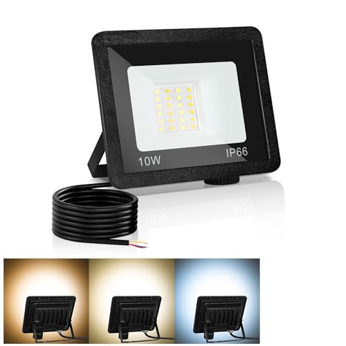 Jopassy LED Strahler Außen 10W dimmbar LED Fluter Scheinwerfer IP65 Wasserdicht Außenstrahler 3000/4000/6500k Flutlicht für Sportplatz Rasenflächen Hinterhof Auffahrt Garage Flur Garten von Jopassy