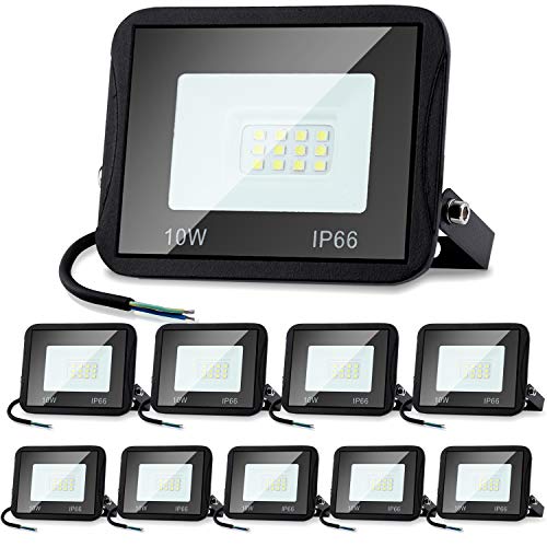 Jopassy LED Strahler Außen 10x 10W,Wasserdicht LED Fluter Flutlicht 900lm 3000k warmweiß,IP66 Außenstrahler für Garage,Schuppen,Terrasse,Arbeitsraum,Sportplatz,Rasenflächen,Auffahrt von Jopassy