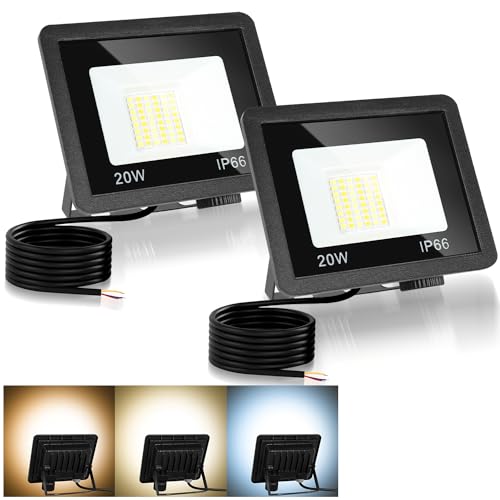 Jopassy LED Strahler Außen 2X 20W dimmbar LED Fluter Scheinwerfer IP65 Wasserdicht Außenstrahler 3000/4000/6500k LED Flutlicht für Sportplatz Rasenflächen Hinterhof Auffahrt Garage Flur Garten von Jopassy
