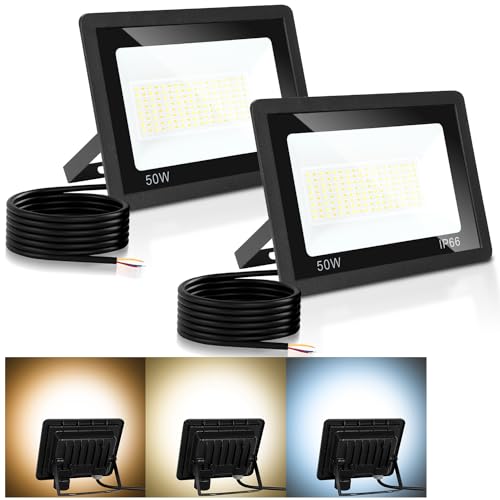 Jopassy LED Strahler Außen 2X 50W dimmbar LED Fluter Scheinwerfer IP65 Wasserdicht Außenstrahler 3000/4000/6500k LED Flutlicht für Sportplatz Rasenflächen Hinterhof Auffahrt Garage Flur Garten von Jopassy