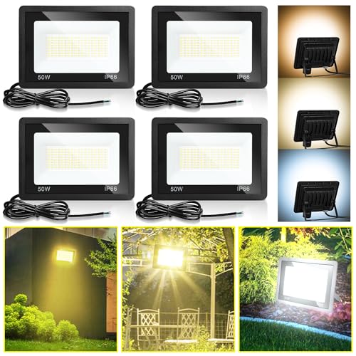 Jopassy LED Strahler Außen 4X 50W dimmbar LED Fluter Scheinwerfer IP65 Wasserdicht Außenstrahler 3000/4000/6500k LED Flutlicht für Sportplatz Rasenflächen Hinterhof Auffahrt Garage Flur Garten von Jopassy