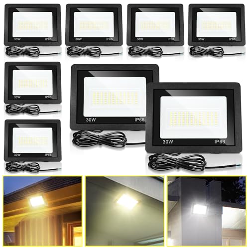 Jopassy LED Strahler Außen 8X 30W dimmbar LED Fluter Scheinwerfer IP65 Wasserdicht Außenstrahler 3000/4000/6500k LED Flutlicht für Sportplatz Rasenflächen Hinterhof Auffahrt Garage Flur Garten von Jopassy