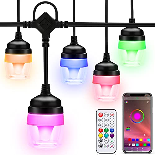 Jopassy Lichterkette Außen Wetterfest 11.6M 12 LED ABS Birne Sturzfest 8 Modi Lichterkette Innen Outdoor RGB Dimmbar mit Fernbedienung und APP IP65 Wetterfest für Zimmer Balkon Terassen Garten Party von Jopassy