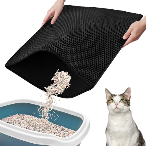 Jopassy Matte, 78cm*60cm Katzenklo Matte XXL Wasserdichte Doppelte Schichte Entwurf Bienenwabe Katzenmatte Große Katzenklo Unterleger Einfach zu säubern von Jopassy