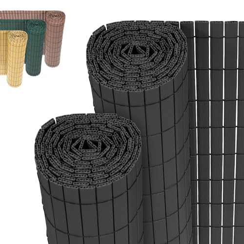 Jopassy PVC Sichtschutzmatte,Anthrazit W-Rippenverstärkungen Sichtschutzzaun,UV-beständig, schimmelfrei und pflegeleicht,Verstärkt Starke Privatsphäre für Garten Balkon Terrasse(1.4 * 8M) von Jopassy