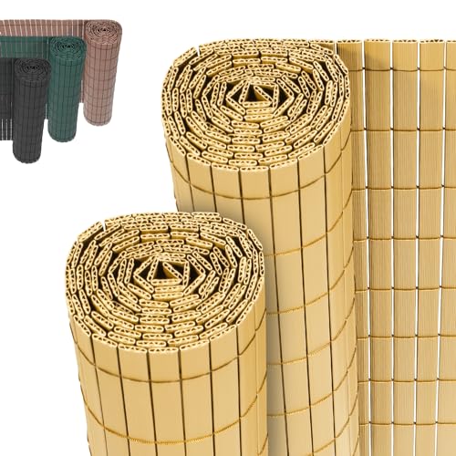 Jopassy PVC Sichtschutzmatte,Bambus W-Rippenverstärkungen Sichtschutzzaun,UV-beständig, schimmelfrei und pflegeleicht,Verstärkt Starke Privatsphäre für Garten Balkon Terrasse(0.8 * 10M) von Jopassy