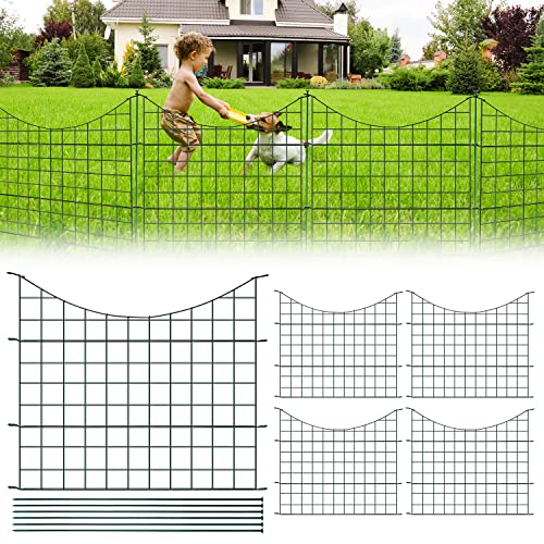 Jopassy Teichzaun, Steckzaun Metall, Gartenzaun mit 5 Zaunelemente und 6 Befestigungsstäben, Welpenauslauf, Freigehege，Gitterzaun Set ür den Garten, Zaun für Hunde, Unterbogen von Jopassy