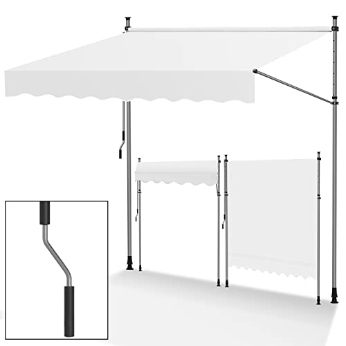 Jopassy klemmmarkise Balkon 350cm breit，Handkurbel klemmarkisse，ohne Bohren markise Balkon，Höhenverstellbare，UV-beständig und wasserdicht für Terrasse Balkon，Milchweiß von Jopassy