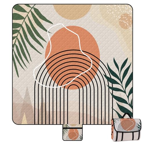 Jopee Picknickdecke Wasserdicht, 200x200cm Boho Waschbar Stranddecke Sandfrei für 4-6 Personen, Leicht und Tragbar Strandmatte mit Tragegriff, Tragbare Picnic Blanket für Picknick, Wandern, Campinge von Jopee