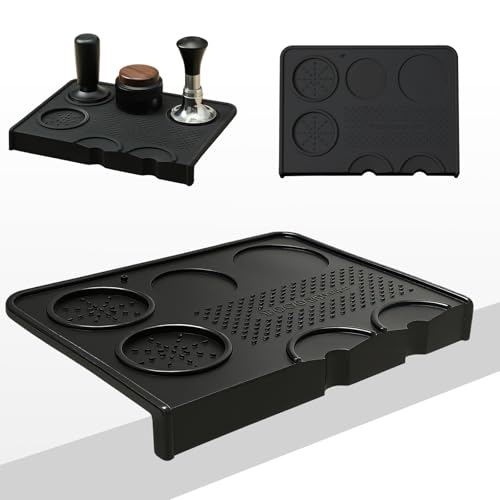 Jopgeey Espresso-Stopfmatte, Kaffee-Tamper-Matte für Espressomaschine, 26,4 x 18,8 cm, lebensmittelechtes Silikon-Pad für Barista-Zubehör, wasserdicht, hitzebeständig, Tampstation für Theke (schwarz) von Jopgeey