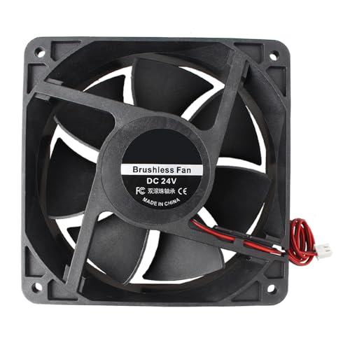 Jopto 12038 Lüfter DC 24V Bürstenloser Kühlkühler Ventilator 120x120x38mm Geräuschloser 2 pin-kühlgebläse für 3D-Drucker PC CPU Computergehäuse Lüfterkühler mit 34cm Kabel von Jopto