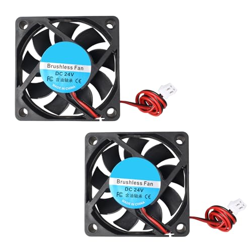 Jopto 2 Stück 6015 Lüfter DC 24V Bürstenloser Kühlkühler Ventilator 60 x 60 x 15 mm Geräuschloser 2 pin-kühlgebläse mit 30cm Kabel für 3D-Drucker PC CPU Computergehäuse Lüfterkühler Jopto 2 Stück 6015 Lüfter DC 24V Bürstenloser Kühlkühler Ventilator 60 x 60 x 15 mm Geräuschloser 2 pin-kühlgebläse mit 30cm Kabel für 3D-Drucker PC CPU Computergehäuse Lüfterkühler von Jopto