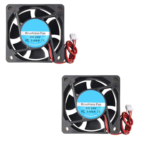 Jopto 2 Stück 6025 Lüfter DC 24V Bürstenloser Kühlkühler Ventilator 60 x 60 x 25 mm Geräuschloser 2 pin-kühlgebläse mit 30cm Kabel für 3D-Drucker PC CPU Computergehäuse Lüfterkühler Jopto 2 Stück 6025 Lüfter DC 24V Bürstenloser Kühlkühler Ventilator 60 x 60 x 25 mm Geräuschloser 2 pin-kühlgebläse mit 30cm Kabel für 3D-Drucker PC CPU Computergehäuse Lüfterkühler von Jopto