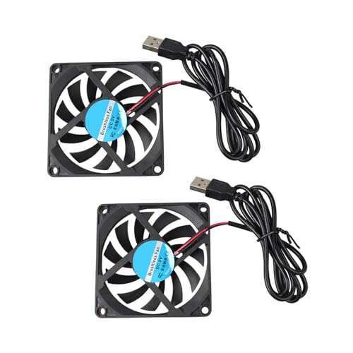 Jopto 2 Stück 8010 Lüfter DC 5V Bürstenloser Kühlkühler Ventilator 80 x 80 x 10 mm Geräuschloser Kühlgebläse mit USB-Anschluss für 3D-Drucker PC CPU Computergehäuse Lüfterkühler mit 100cm/1m Kabel Jopto 2 Stück 8010 Lüfter DC 5V Bürstenloser Kühlkühler Ventilator 80 x 80 x 10 mm Geräuschloser Kühlgebläse mit USB-Anschluss für 3D-Drucker PC CPU Computergehäuse Lüfterkühler mit 100cm/1m Kabel von Jopto