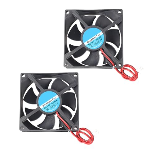 Jopto 2 Stück 8025 Lüfter DC 24V Bürstenloser Kühlkühler Ventilator 80x80x25mm Geräuschloser 2 pin-kühlgebläse mit 26cm Kabel für 3D-Drucker PC CPU Computergehäuse Lüfterkühler Jopto 2 Stück 8025 Lüfter DC 24V Bürstenloser Kühlkühler Ventilator 80x80x25mm Geräuschloser 2 pin-kühlgebläse mit 26cm Kabel für 3D-Drucker PC CPU Computergehäuse Lüfterkühler von Jopto