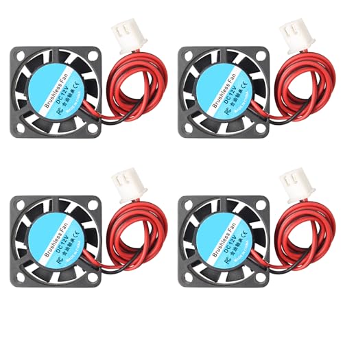 Jopto 4 Stück 2507 Lüfter DC 12V Bürstenloser Kühlkühler Ventilator 25 x 25 x 7 mm Geräuschloser 2 pin-kühlgebläse mit 28cm Kabel für 3D-Drucker PC CPU Computergehäuse Lüfterkühler Jopto 4 Stück 2507 Lüfter DC 12V Bürstenloser Kühlkühler Ventilator 25 x 25 x 7 mm Geräuschloser 2 pin-kühlgebläse mit 28cm Kabel für 3D-Drucker PC CPU Computergehäuse Lüfterkühler von Jopto