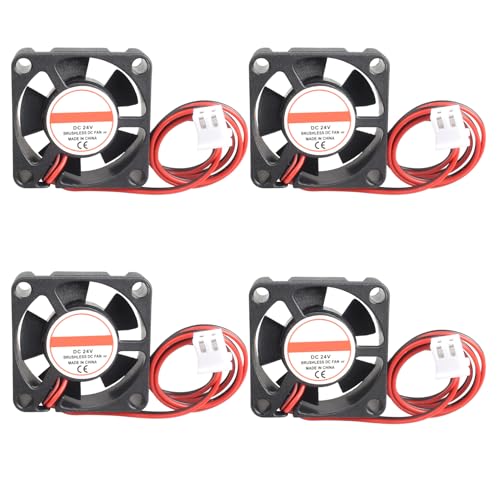 Jopto 4 Stück 3D Drucker Lüfter DC 24V 3010 Bürstenloser Kühlkühler Ventilator 30 x 30 x 10 mm Geräuschloser 2 pin-kühlgebläse mit 30 cm Kabel für 3D Drucker Zubehör von Jopto