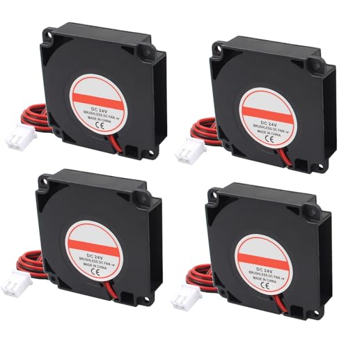 Jopto 4 Stück 3D Drucker Lüfter DC 24V 4010 Bürstenloser Kühlkühler Ventilator 40x40x10mm Geräuschloser 2 pin-kühlgebläse mit 30cm Kabel für 3D Drucker Zubehör von Jopto