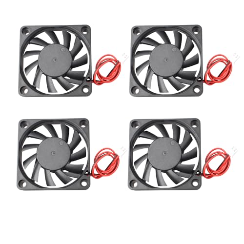Jopto 4 Stück 6010 Lüfter DC 24V Bürstenloser Kühlkühler Ventilator 60 x 60 x 10 mm Geräuschloser 2 pin-kühlgebläse mit 30cm Kabel für 3D-Drucker PC CPU Computergehäuse Lüfterkühler Jopto 4 Stück 6010 Lüfter DC 24V Bürstenloser Kühlkühler Ventilator 60 x 60 x 10 mm Geräuschloser 2 pin-kühlgebläse mit 30cm Kabel für 3D-Drucker PC CPU Computergehäuse Lüfterkühler von Jopto