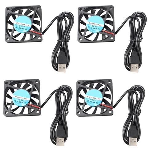 Jopto 4 Stück 6010 Lüfter DC 5V Bürstenloser Kühlkühler Ventilator 60 x 60 x 10 mm Geräuschloser Kühlgebläse mit USB-Anschluss für 3D-Drucker PC CPU Computergehäuse Lüfterkühler mit 100cm/1m Kabel Jopto 4 Stück 6010 Lüfter DC 5V Bürstenloser Kühlkühler Ventilator 60 x 60 x 10 mm Geräuschloser Kühlgebläse mit USB-Anschluss für 3D-Drucker PC CPU Computergehäuse Lüfterkühler mit 100cm/1m Kabel von Jopto
