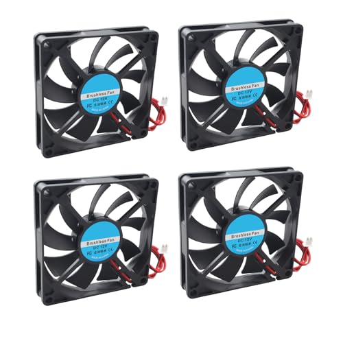 Jopto 4 Stück 8015 Lüfter DC 12V Bürstenloser Kühlkühler Ventilator 80x80x15mm Geräuschloser 2 pin-kühlgebläse mit 26cm Kabel für 3D-Drucker PC CPU Computergehäuse Lüfterkühler Jopto 4 Stück 8015 Lüfter DC 12V Bürstenloser Kühlkühler Ventilator 80x80x15mm Geräuschloser 2 pin-kühlgebläse mit 26cm Kabel für 3D-Drucker PC CPU Computergehäuse Lüfterkühler von Jopto