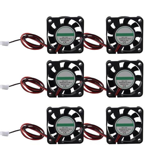 Jopto 6 Stück 3D Drucker Lüfter DC 12V 4010 Bürstenloser Kühlkühler Ventilator 40 x 40 x 10 mm Geräuschloser 2 pin-kühlgebläse mit 30 cm Kabel für 3D Drucker Zubehör von Jopto