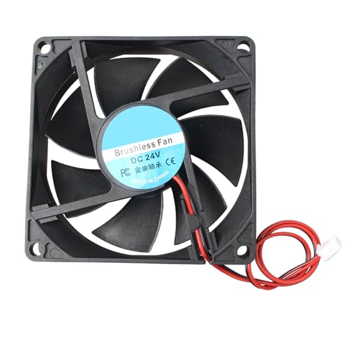 Jopto 8020 Lüfter DC 24V Bürstenloser Kühlkühler Ventilator 80x80x20mm Geräuschloser 2 pin-kühlgebläse mit 26cm Kabel für 3D-Drucker PC CPU Computergehäuse Lüfterkühler von Jopto