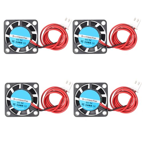 Jopto 4 Stück 2507 Lüfter DC 5V Bürstenloser Kühlkühler Ventilator 25 x 25 x 7 mm Geräuschloser 2 pin-kühlgebläse mit 30cm Kabel für 3D-Drucker PC CPU Computergehäuse Lüfterkühler Jopto 4 Stück 2507 Lüfter DC 5V Bürstenloser Kühlkühler Ventilator 25 x 25 x 7 mm Geräuschloser 2 pin-kühlgebläse mit 30cm Kabel für 3D-Drucker PC CPU Computergehäuse Lüfterkühler von Jopto