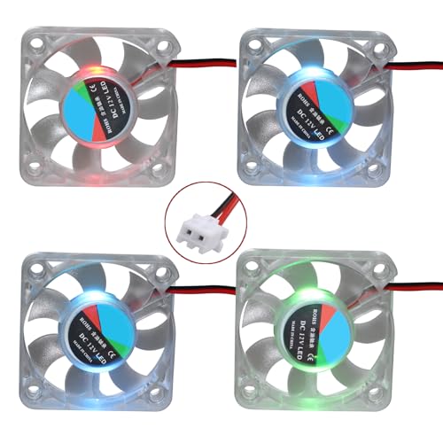 Jopto 4 Stück 3D Drucker Lüfter DC 12V 5010 Bürstenloser Kühlkühler Ventilator 50 x 50 x 10 mm Geräuschloser 2 pin-kühlgebläse mit 28 cm Kabel für 3D-Drucker PC CPU Computergehäuse Lüfterkühler von Jopto