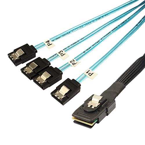 Jopto Mini-SAS-Kabel, 50 cm, internes Mini-SAS auf 4 SAS-SATA-Mehrspuriges Breakout-Kabel, Datentransferkabel, Mini-SAS, 36-poliger SFF-8087-Stecker auf 4 SATA-7-polige Buchse, Splitterkabel. Jopto Mini-SAS-Kabel, 50 cm, internes Mini-SAS auf 4 SAS-SATA-Mehrspuriges Breakout-Kabel, Datentransferkabel, Mini-SAS, 36-poliger SFF-8087-Stecker auf 4 SATA-7-polige Buchse, Splitterkabel. von Jopto