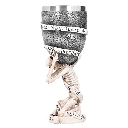 Jopwkuin Kelch, strapazierfähiges 3‑dimensionales Totenschädel-Dekor Weinglas mit Harz und Edelstahl zu Weihnachten für Halloween zum Jubiläum von Jopwkuin