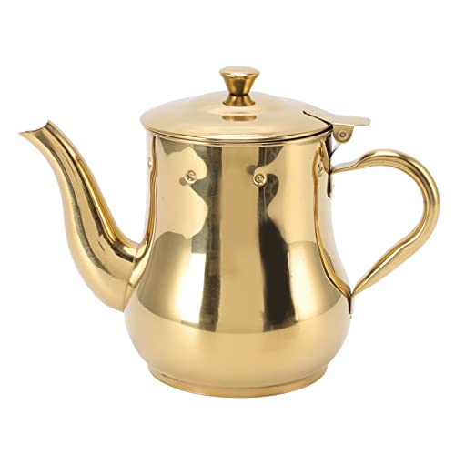 Teekanne, ungiftig, ergonomischer Griff, Kaffee-Tee-Wasserkocher, 500ml Kaffee-Tee-Wasserkocher, Edelstahl Gewürze enthaltende Teekanne, für Zuhause(Gold) von Jopwkuin