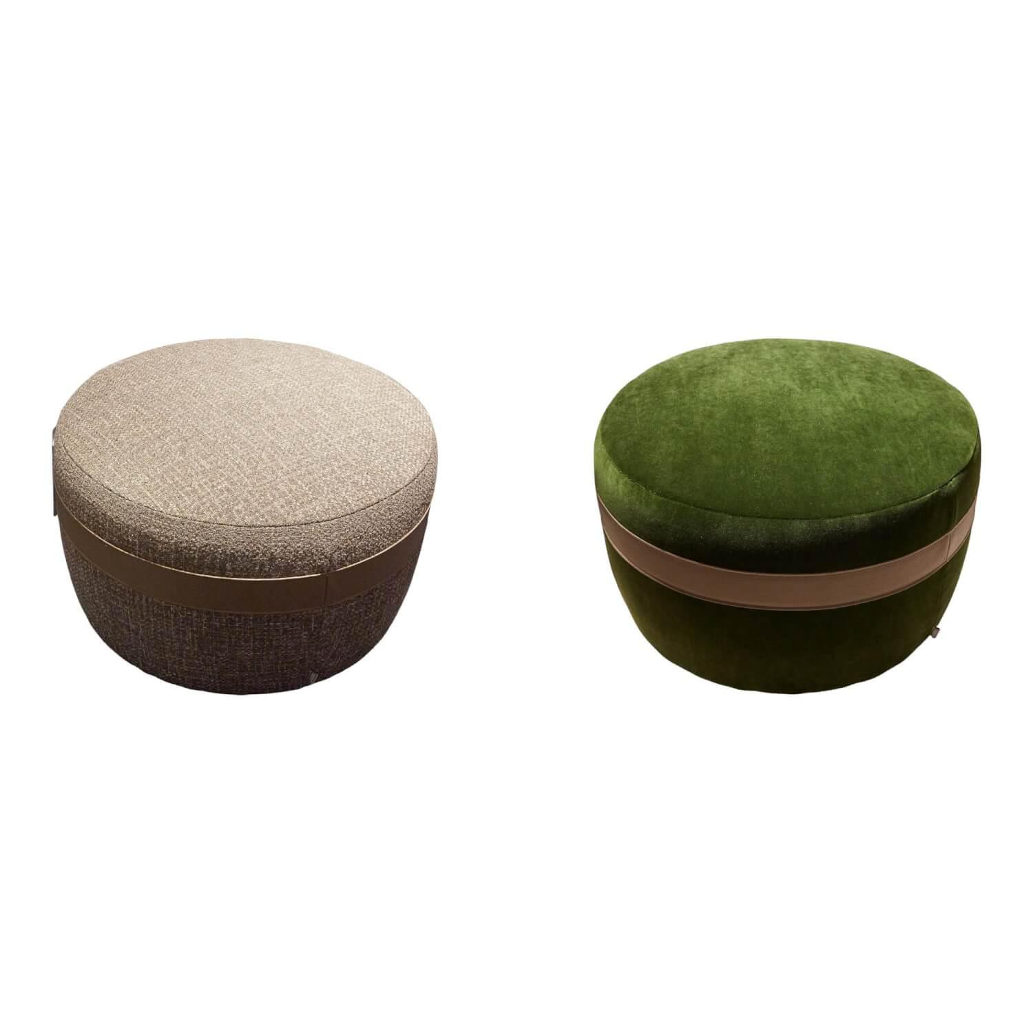 2er Set Hocker Macaron JR P103 Stoff Vittoria C0007 Zierband Lipano Taupe Beige ... von Jori