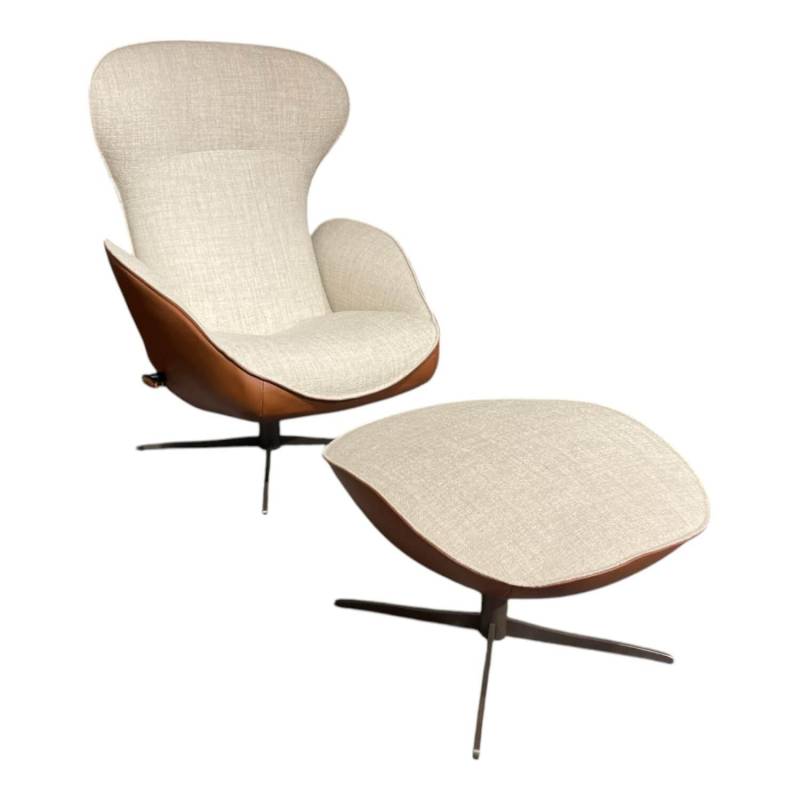 Relaxsessel Daydreamer Mono Move Medi Innen Stoff Gesso Mumble Grau Außen Leder ... von Jori