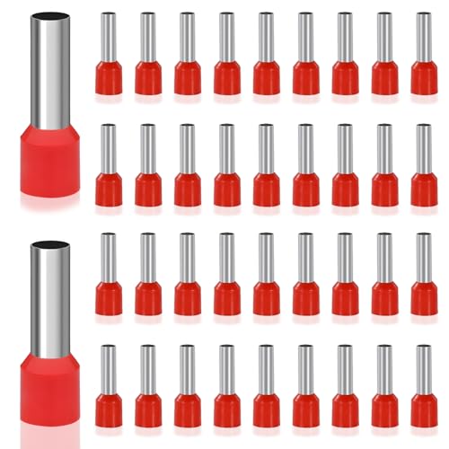 100 Stück Aderendhülsen, 1.4mm x 18mm Länge, teilisoliert Rot, Aderendhülsen 24mm Lang Kabel, Wiederverschließbar Karton von Jormftte