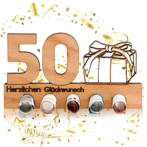 50 Geburtstag Geldgeschenk Holz, Geldgeschenke Verpackung, Originelle Geldgeschenke, Holz-Schild GäStebuch, JubiläUm - Geschenke, Geschenk FüR Freunde, Familie, MäNner, Frau von Jormftte