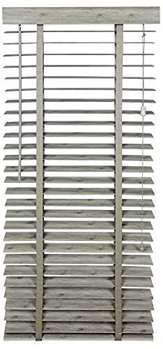 Jalousie in Holzoptik | 50 mm Lamelle | Verschiedene Größen | Sonnenschutz für Fenster mit Bohren | PVC weiß/grau (grau, 100 x 240 cm) von Joron