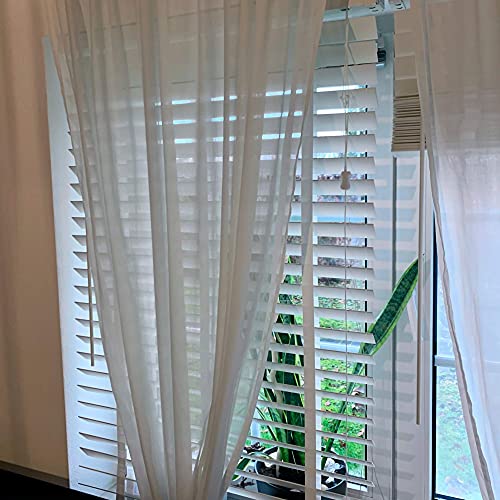 Jalousie in Holzoptik | 50 mm Lamelle | Verschiedene Größen | Sonnenschutz für Fenster mit Bohren | PVC weiß/grau (weiß, 110 x 240 cm) von Joron