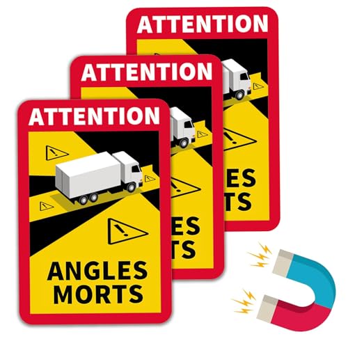 Jortmrd 3 Stück Auto Toter Winkel Magnet Aufkleber Frankreich 25 x 17cm Angles Morts Magnet Wohnmobil Hinweiszeichen Schild Attention Angles Morts Magnetisch Aufkleber Frankreich (Busversion) von Jortmrd