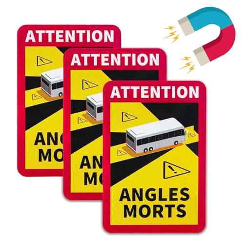 Jortmrd 3 Stück Auto Toter Winkel Magnet Aufkleber Frankreich 25 x 17cm Angles Morts Magnet Wohnmobil Hinweiszeichen Schild Attention Angles Morts Magnetisch Aufkleber Frankreich LKW Bus von Jortmrd